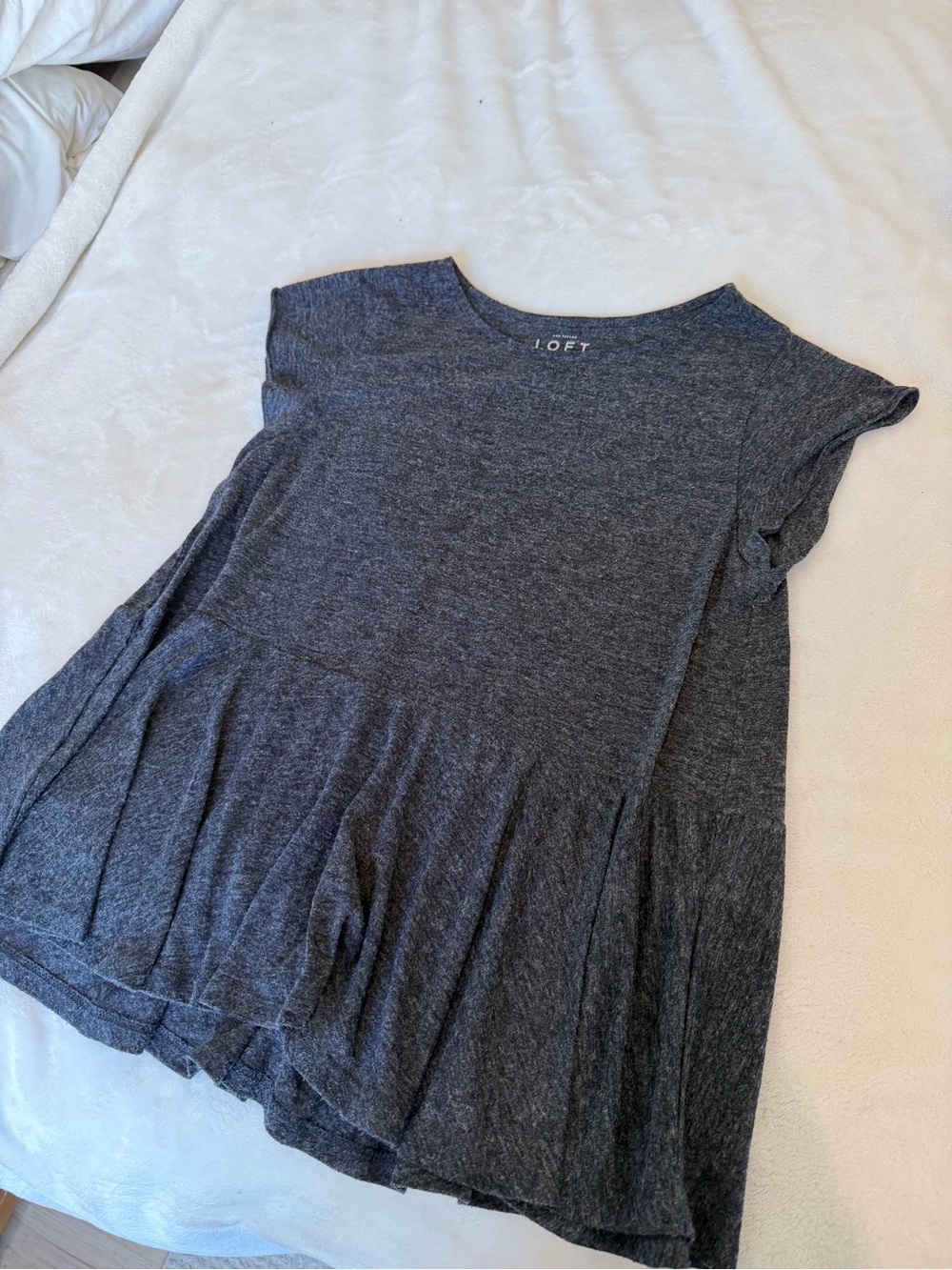LOFT Charcoal Gray Peplum Tunic
